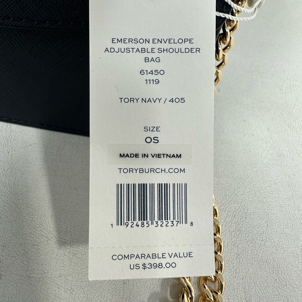 Tory Burch Leather Emerson Shoulder Bag, OS - Navy - Picture 5 of 13
